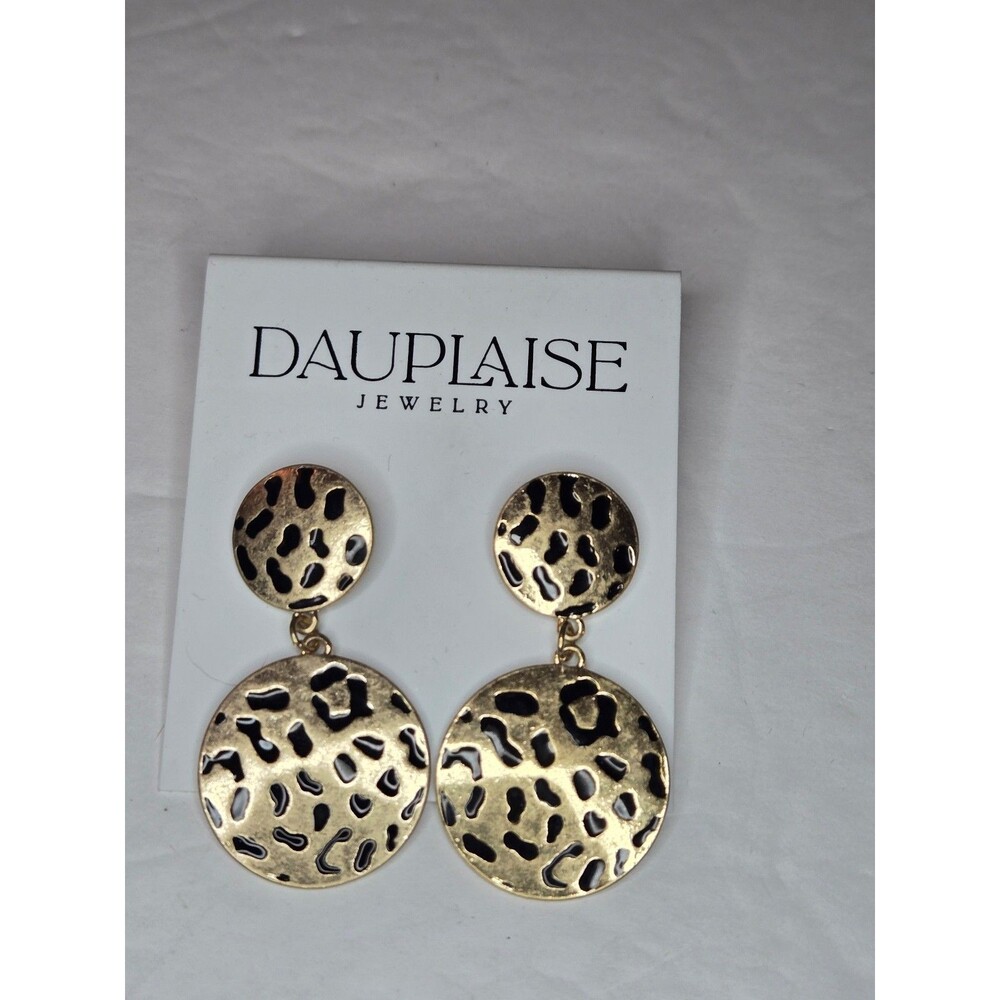 Dauplaise New with Tags Gold Tone Post Earrings Cheetah Print